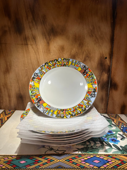 Ethiopian 6Pcs Traditional Dinner plate 10.5